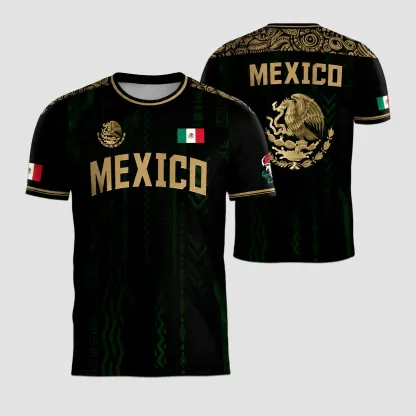 Mexico Soccer Jersey - Black & Gold Aztec Eagle Training Shirt