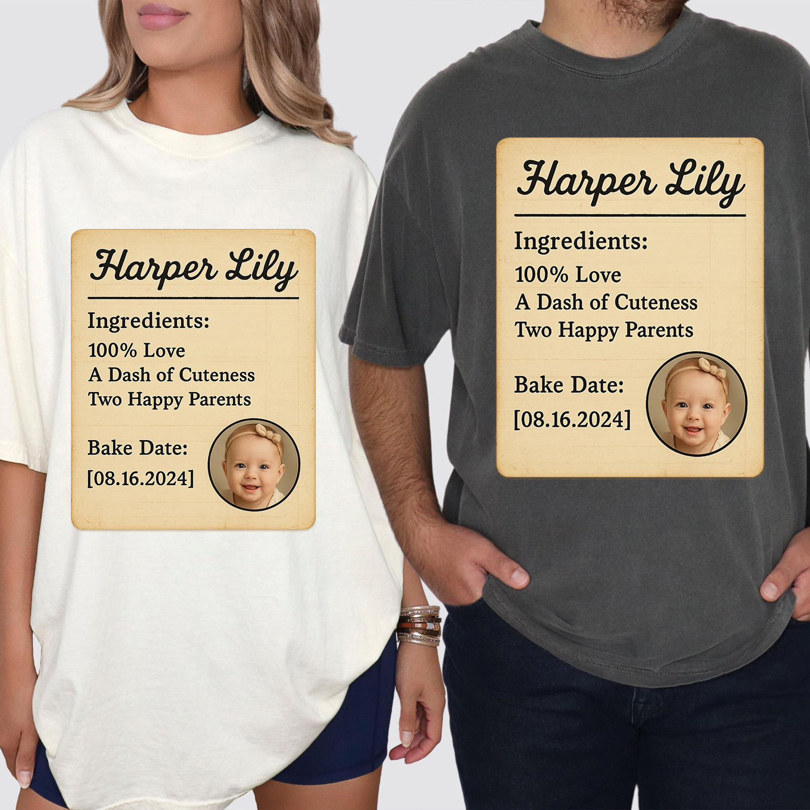 Family Matching Custom Old-fashioned Recipe Card T-Shirt