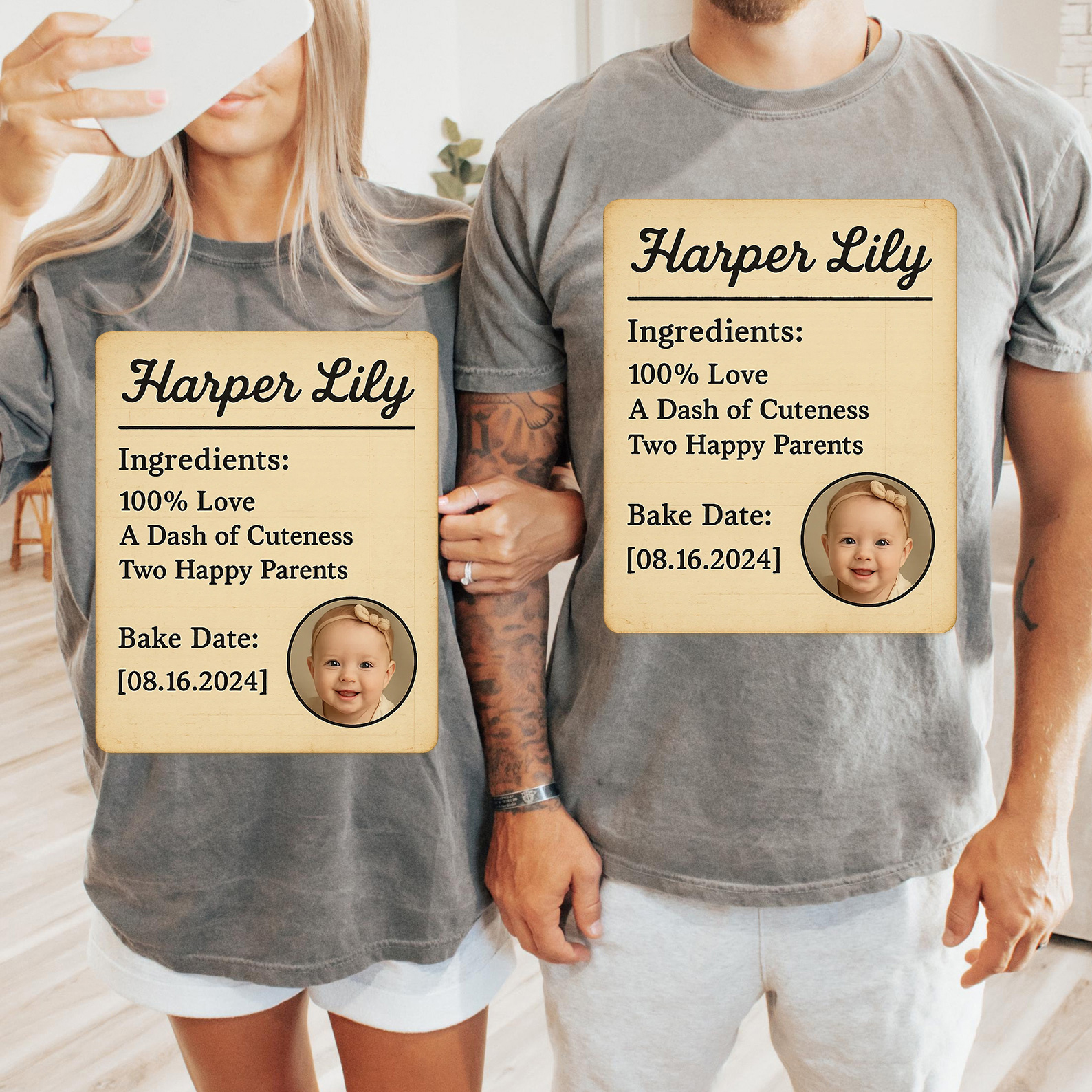 Family Matching Custom Old-fashioned Recipe Card T-Shirt