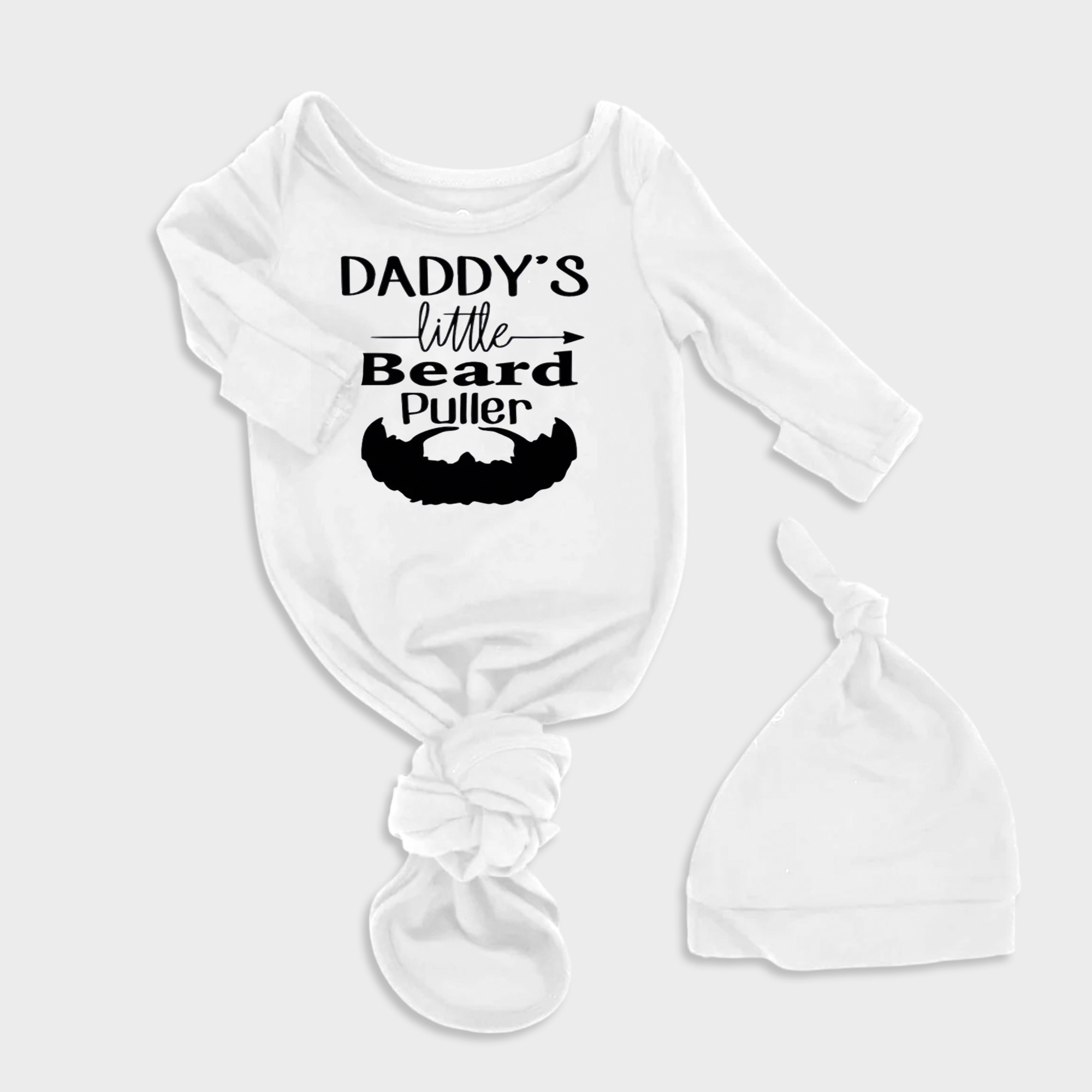 Daddys Little Beard Puller 2Pcs Baby Knot Gowns