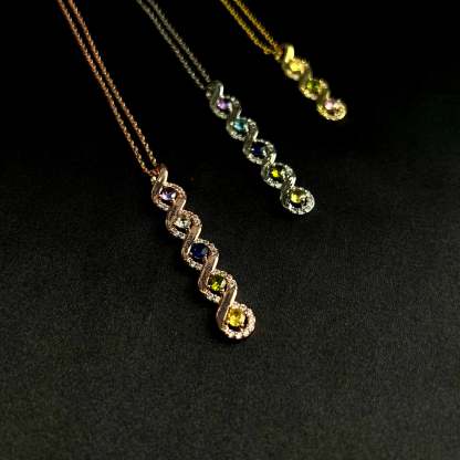Personalized Mothers Rings Necklace with Birthstones