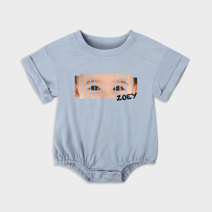 Personalized Baby Eye Graphic Sweatshirt Bubble Romper