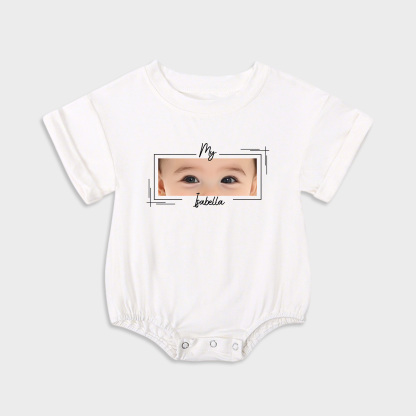Personalized Baby Eye Graphic Sweatshirt Bubble Romper