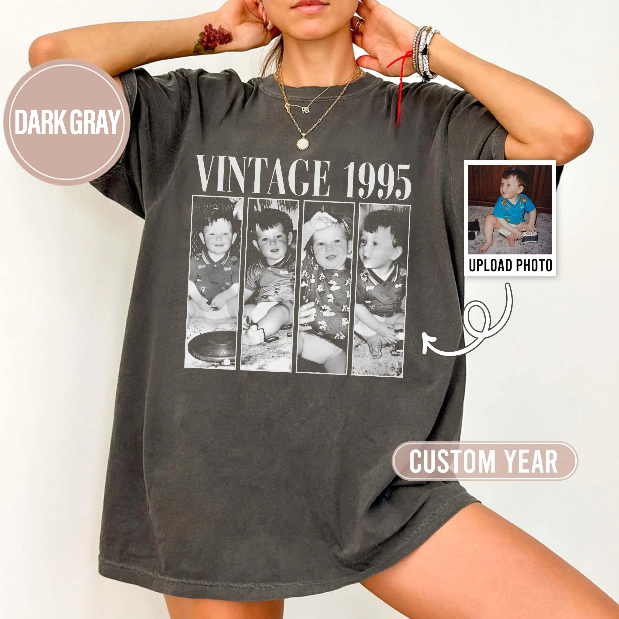 Custom Vintage Collage Photo T-Shirt