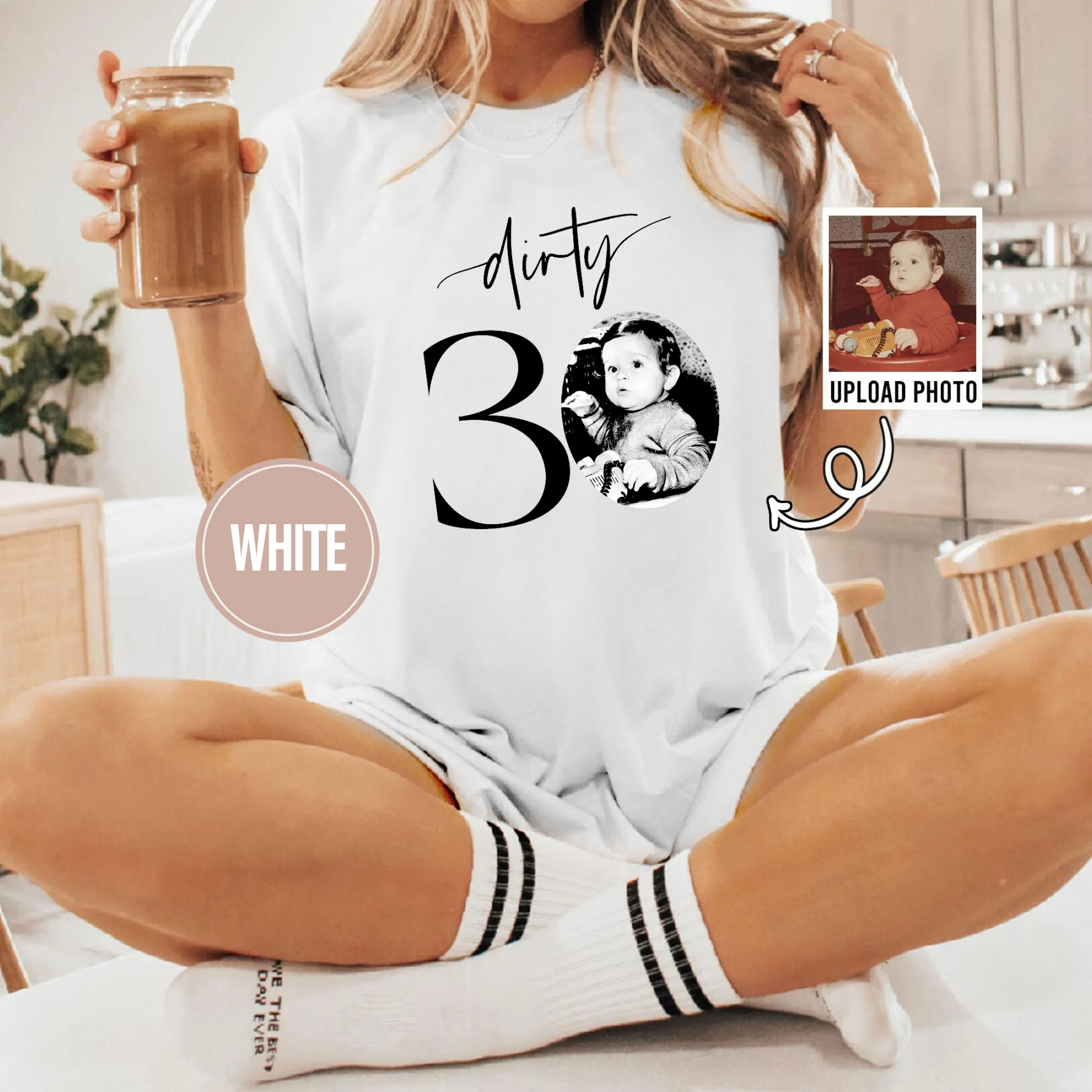 Custom Birthday Number & Vintage Photo T-Shirt