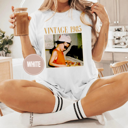 Custom Vintage Photo Birthday T-Shirt