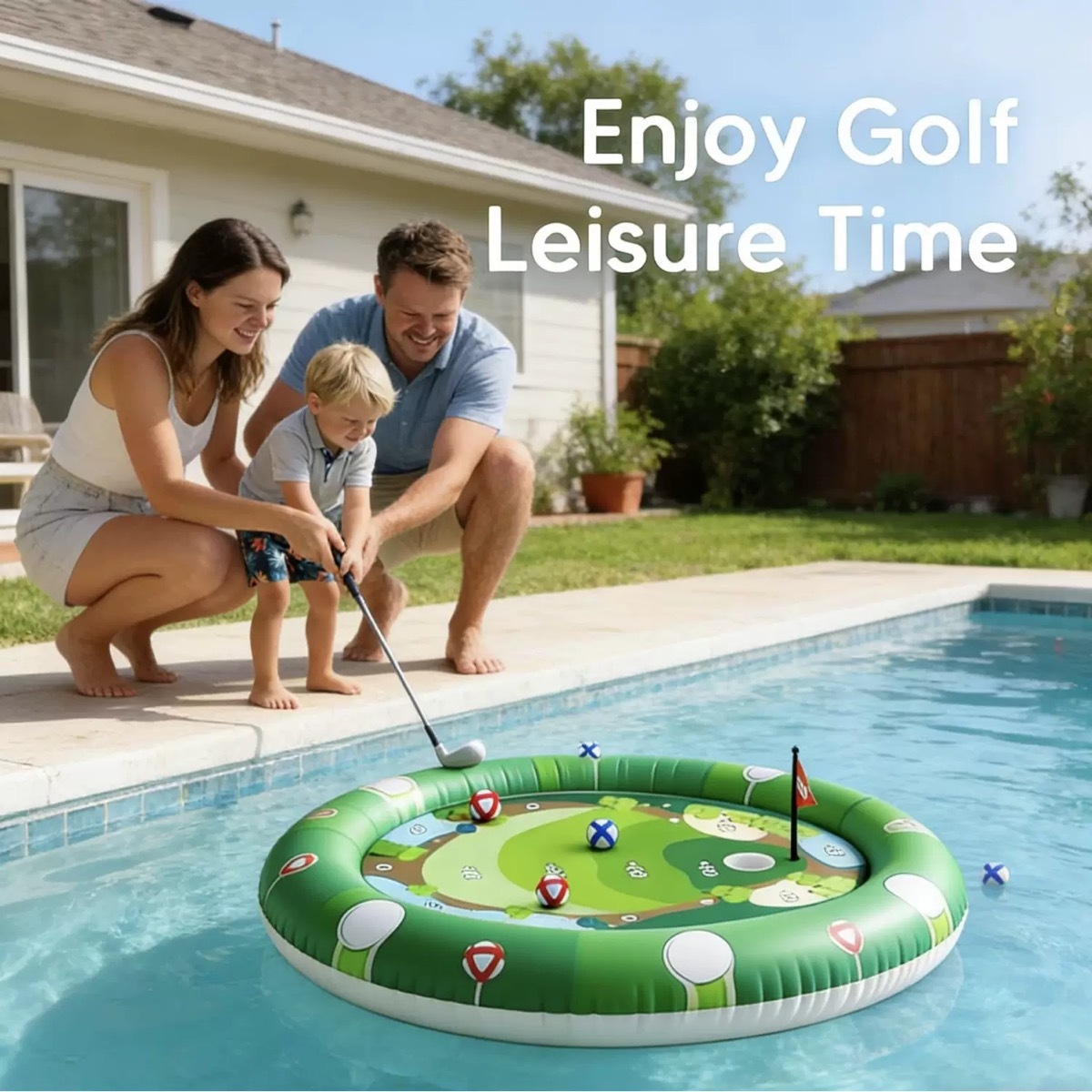 Inflatable Pool Golf Game Set – Floating Mini Golf Challenge for Kids & Family Fun