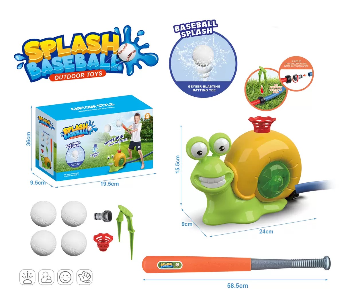 Kids Outdoor Water Play Set – Multi-Activity Sprinkler, Flying Disc & Baseball Game Kit