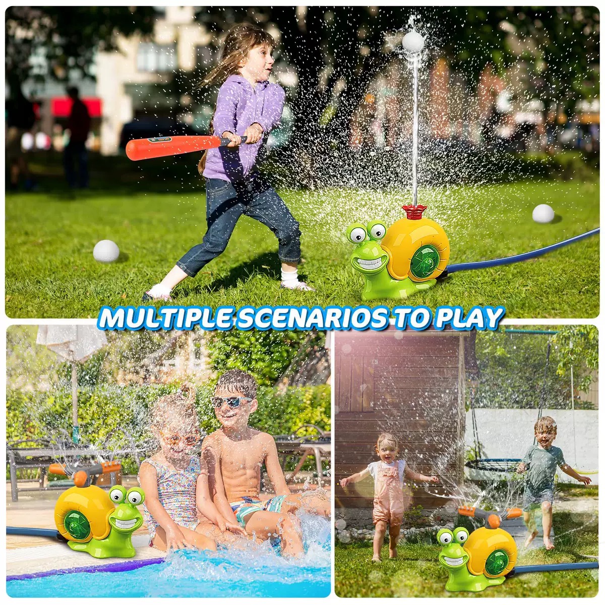 Kids Outdoor Water Play Set – Multi-Activity Sprinkler, Flying Disc & Baseball Game Kit