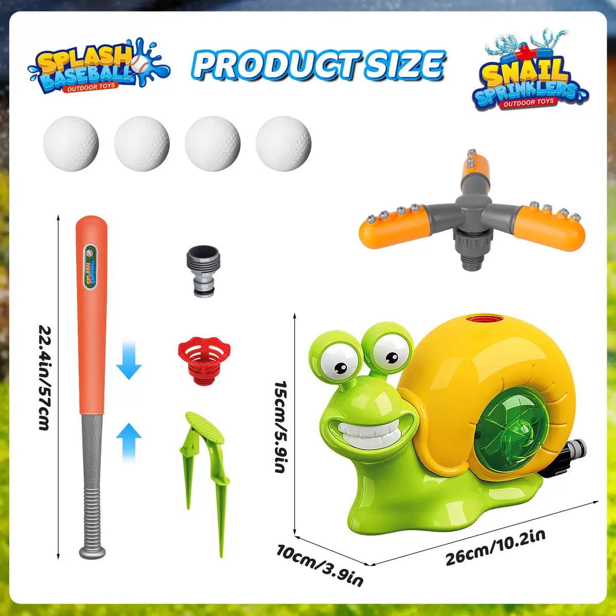 Kids Outdoor Water Play Set – Multi-Activity Sprinkler, Flying Disc & Baseball Game Kit