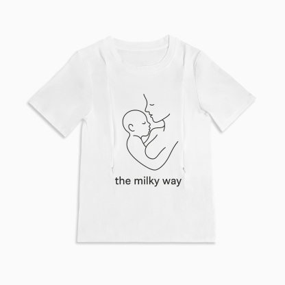 Funny Gift for New Mom | "The Milky Way" Zippered Nursing T-Shirt
