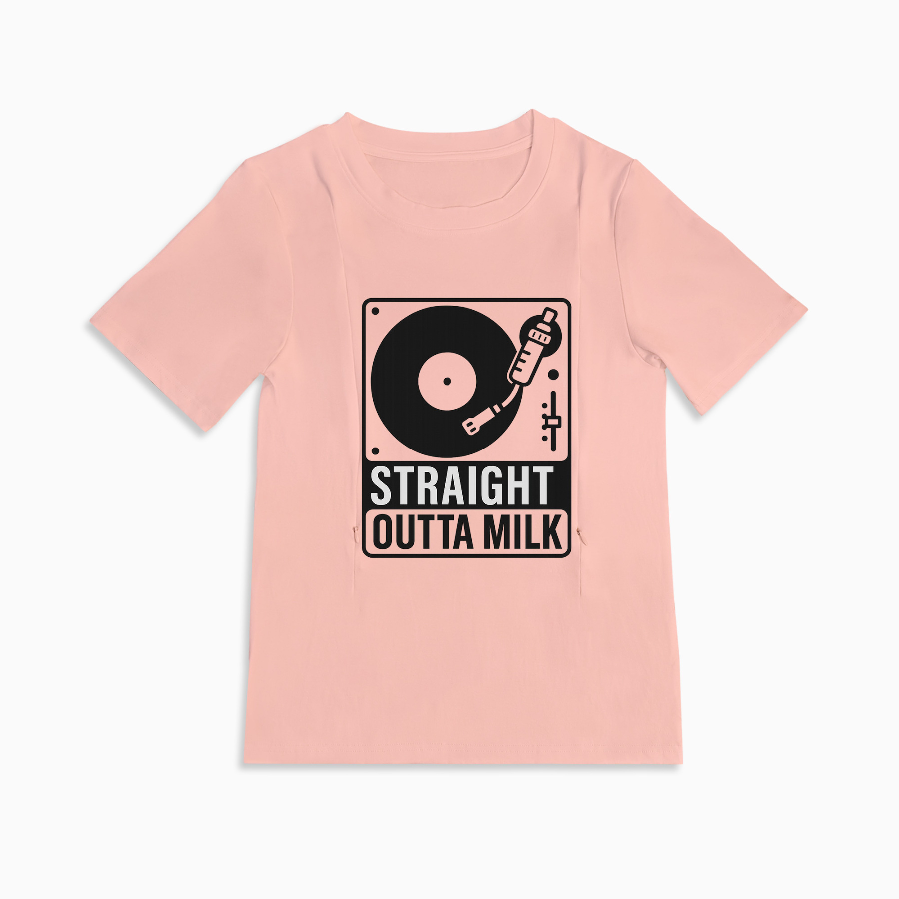 Funny Nursing Tee | "Straight Outta Milk" Slogan with Side Zippers