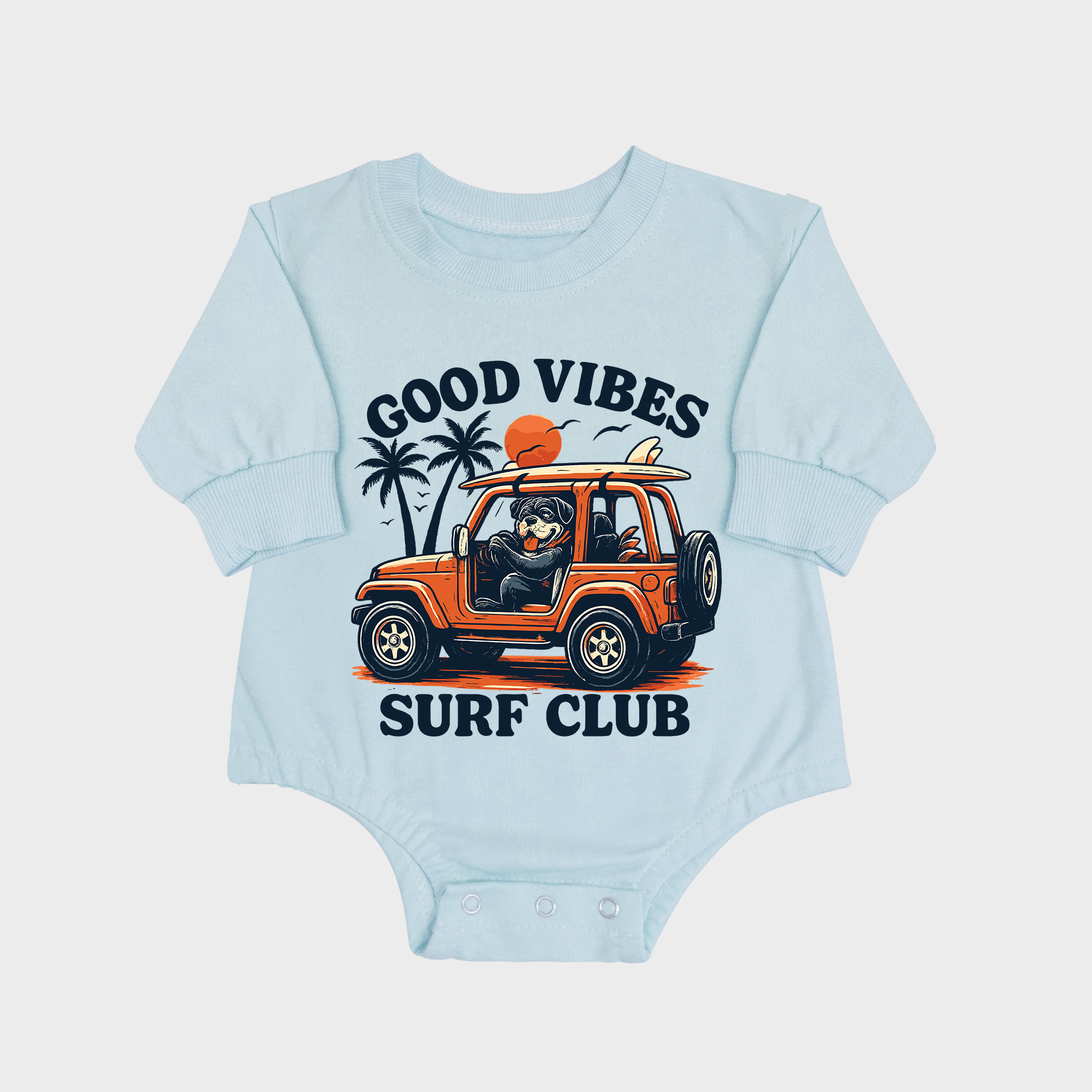 Good Vibes Long-sleeved Triangle Onesies Aqua baby romper