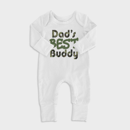 Dads Best Buddy Baby Full Length Snap Rompers