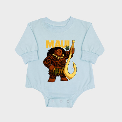 Maui Long-sleeved Triangle Onesies Aqua baby romper