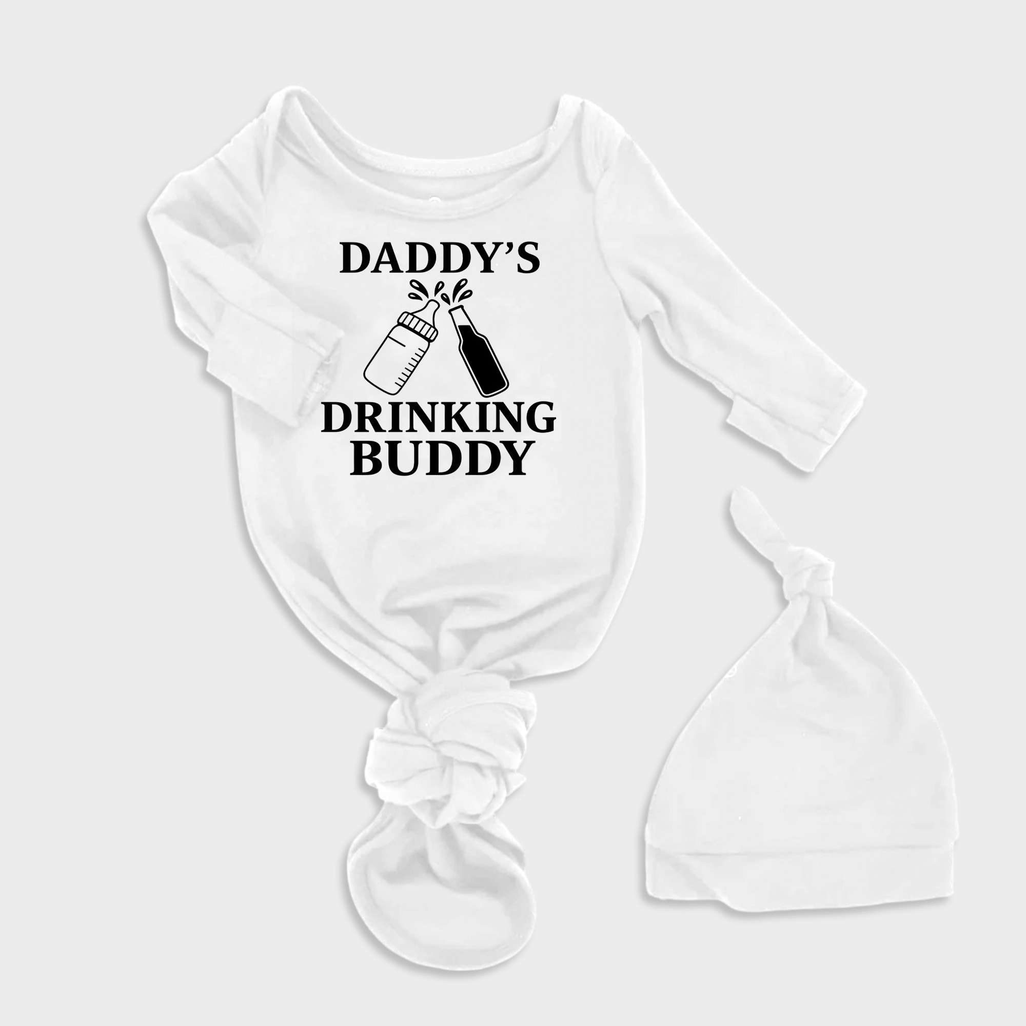 Daddys Drinking Buddy 2Pcs Baby Knot Gowns