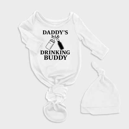 Daddys Drinking Buddy 2Pcs Baby Knot Gowns