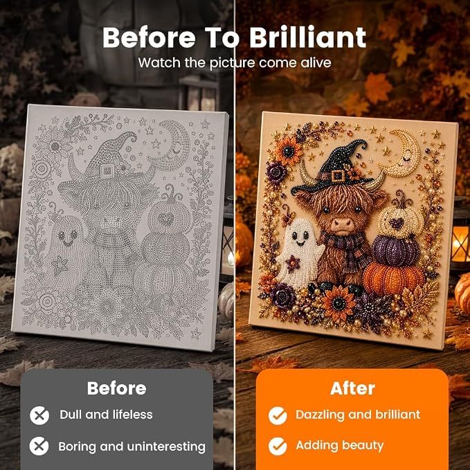 Cute Ghost Diamond Painting Kit – 3D Halloween Pearl Bead Wall Art