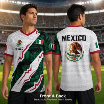 2026 Mexican Soccer Jersey | Mexico Aztec Calendar Style V-Neck Football Jersey for Players & Fans
