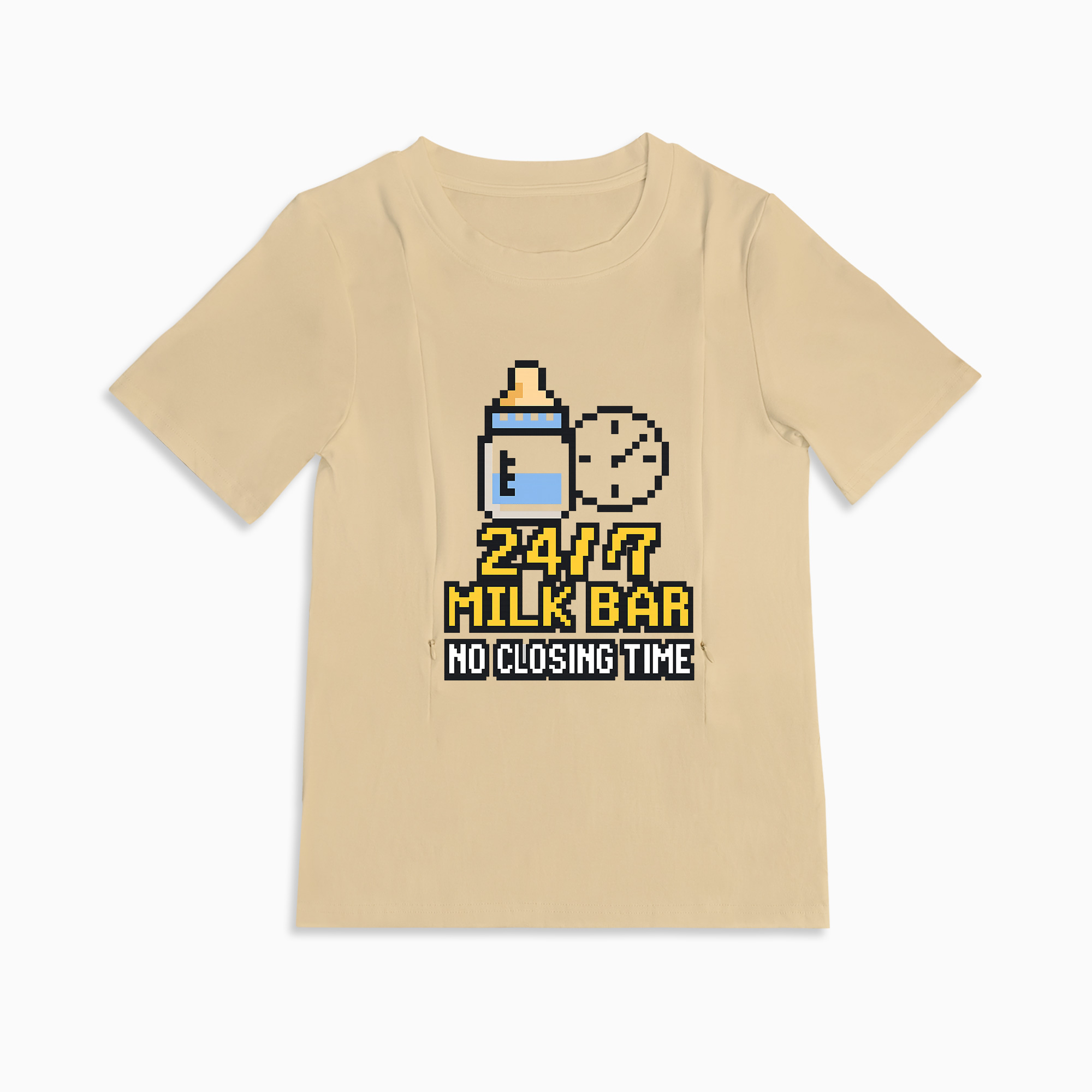 Funny Breastfeeding Tee with Side Zipper | 24/7 Milk Bar