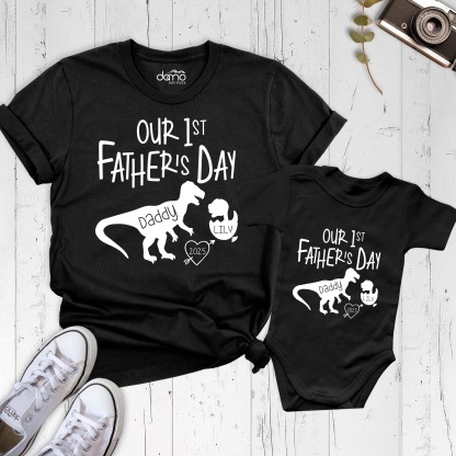 Father'S Day Family Matching T Shirt Our First Fathers Day