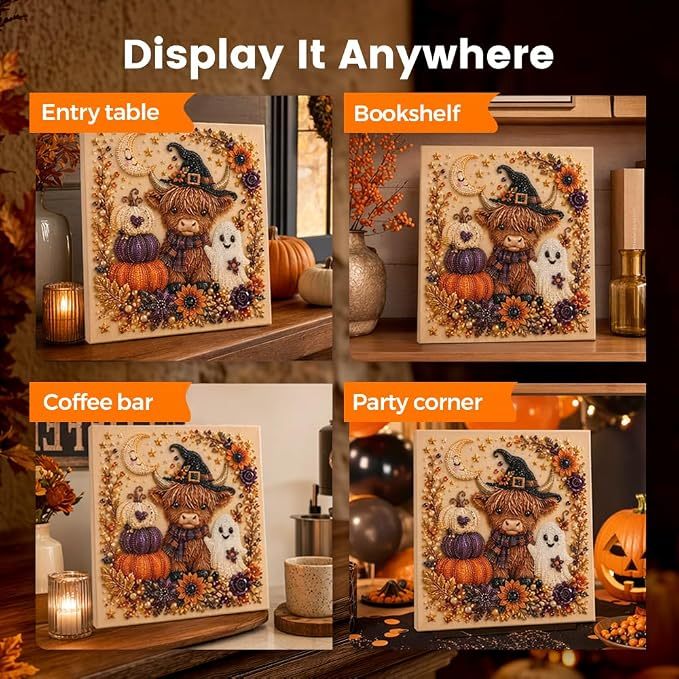 Cute Ghost Diamond Painting Kit – 3D Halloween Pearl Bead Wall Art