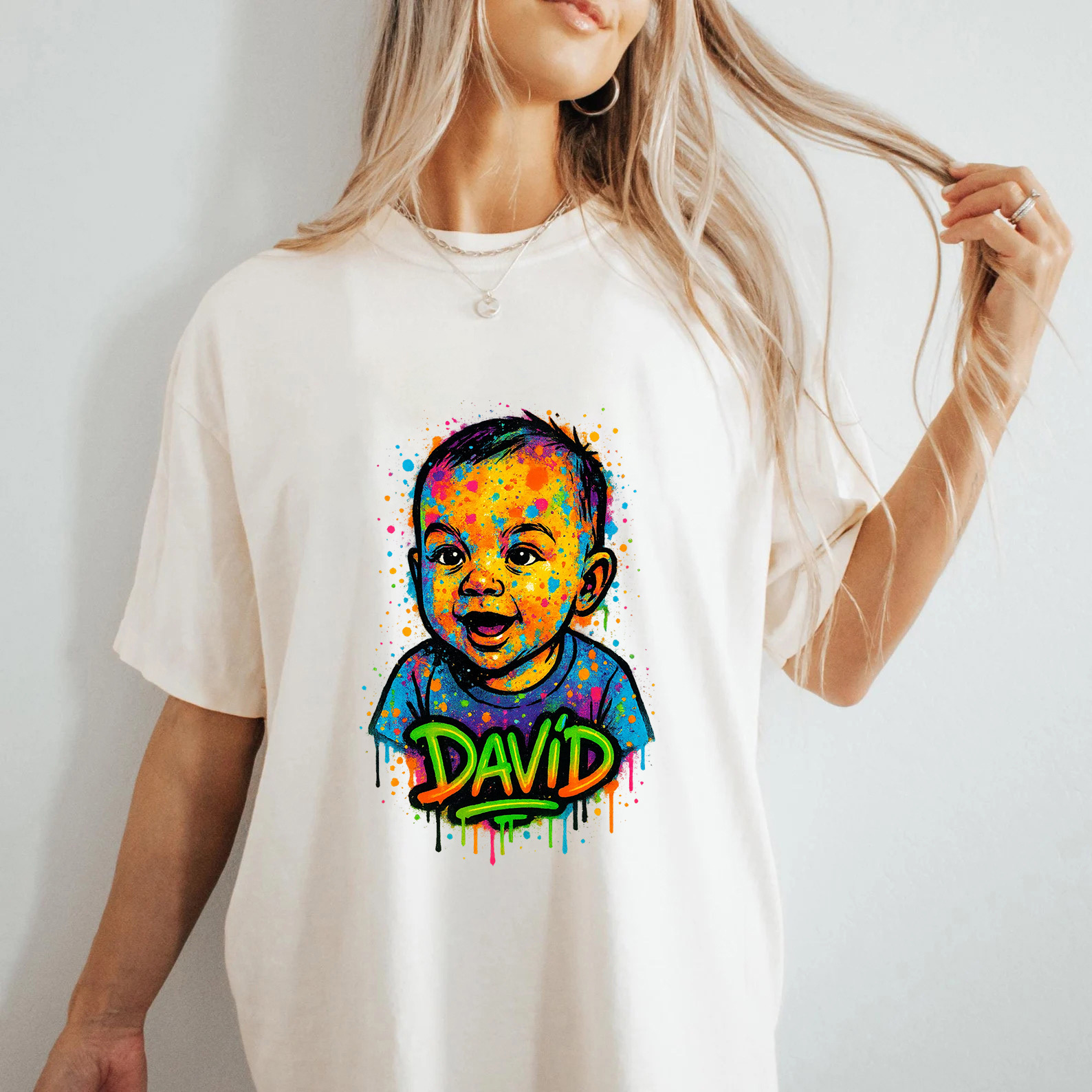 Family Matching Custom Urban Graffiti Style Baby Portrait T-Shirt