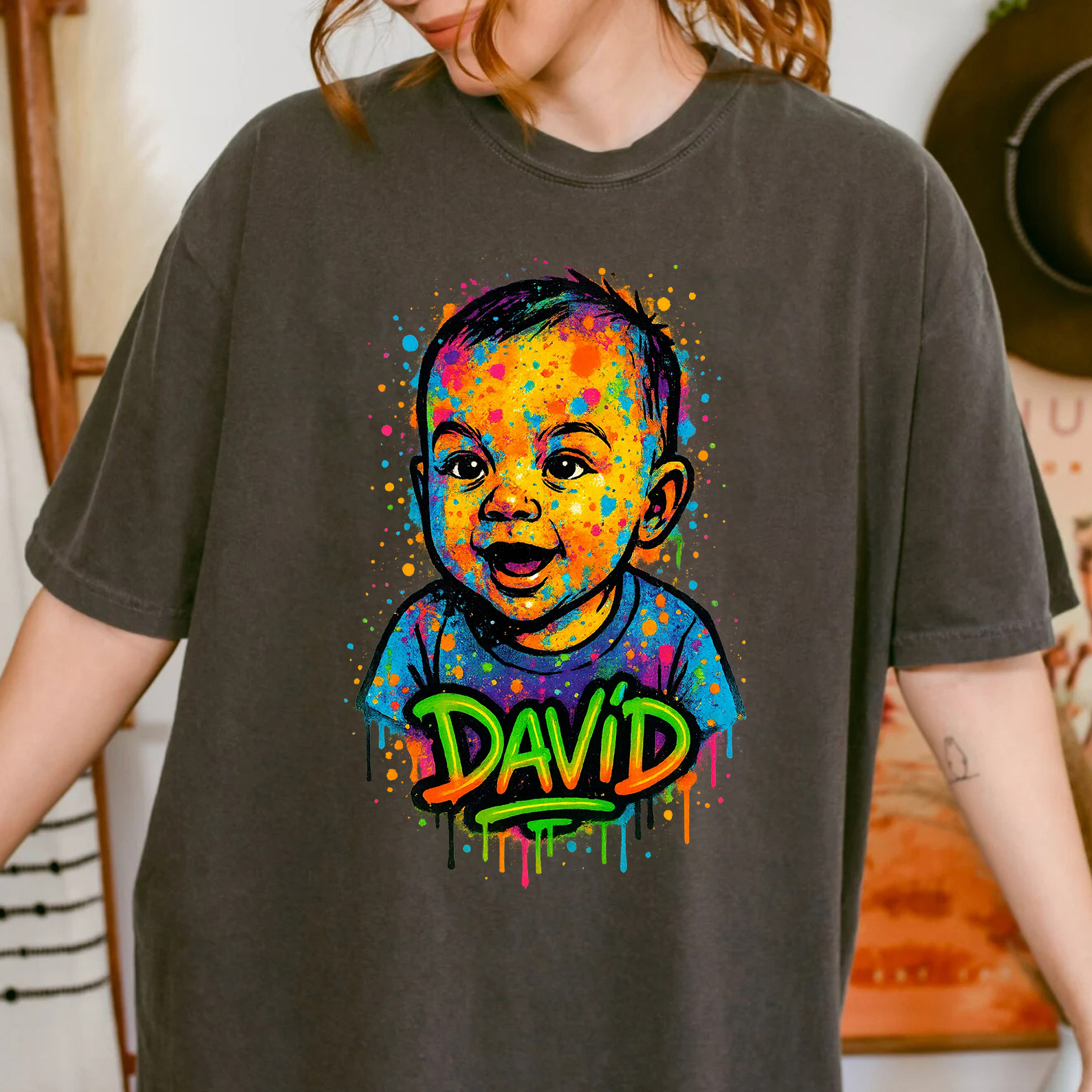 Family Matching Custom Urban Graffiti Style Baby Portrait T-Shirt