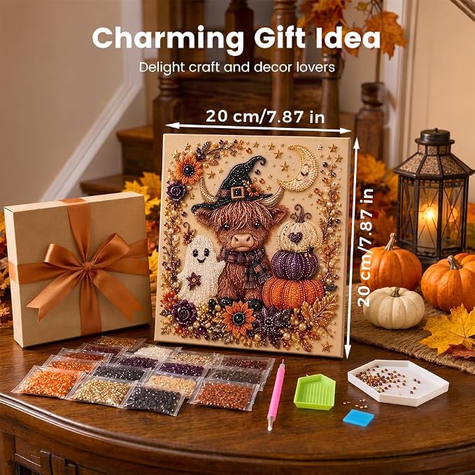 Cute Ghost Diamond Painting Kit – 3D Halloween Pearl Bead Wall Art