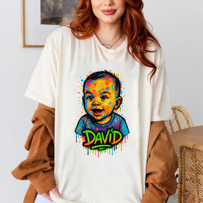Family Matching Custom Urban Graffiti Style Baby Portrait T-Shirt