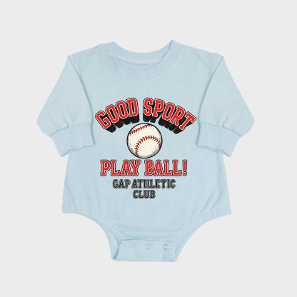 Good Sport Long-sleeved Triangle Onesies Aqua baby romper