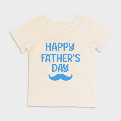 baby shirt - happy fathers day w/moustache kids t shirt toddler top beige in beige