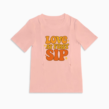 Postpartum Nursing Shirt | "Love at First Sip" Cute Graphic | Totkeeps