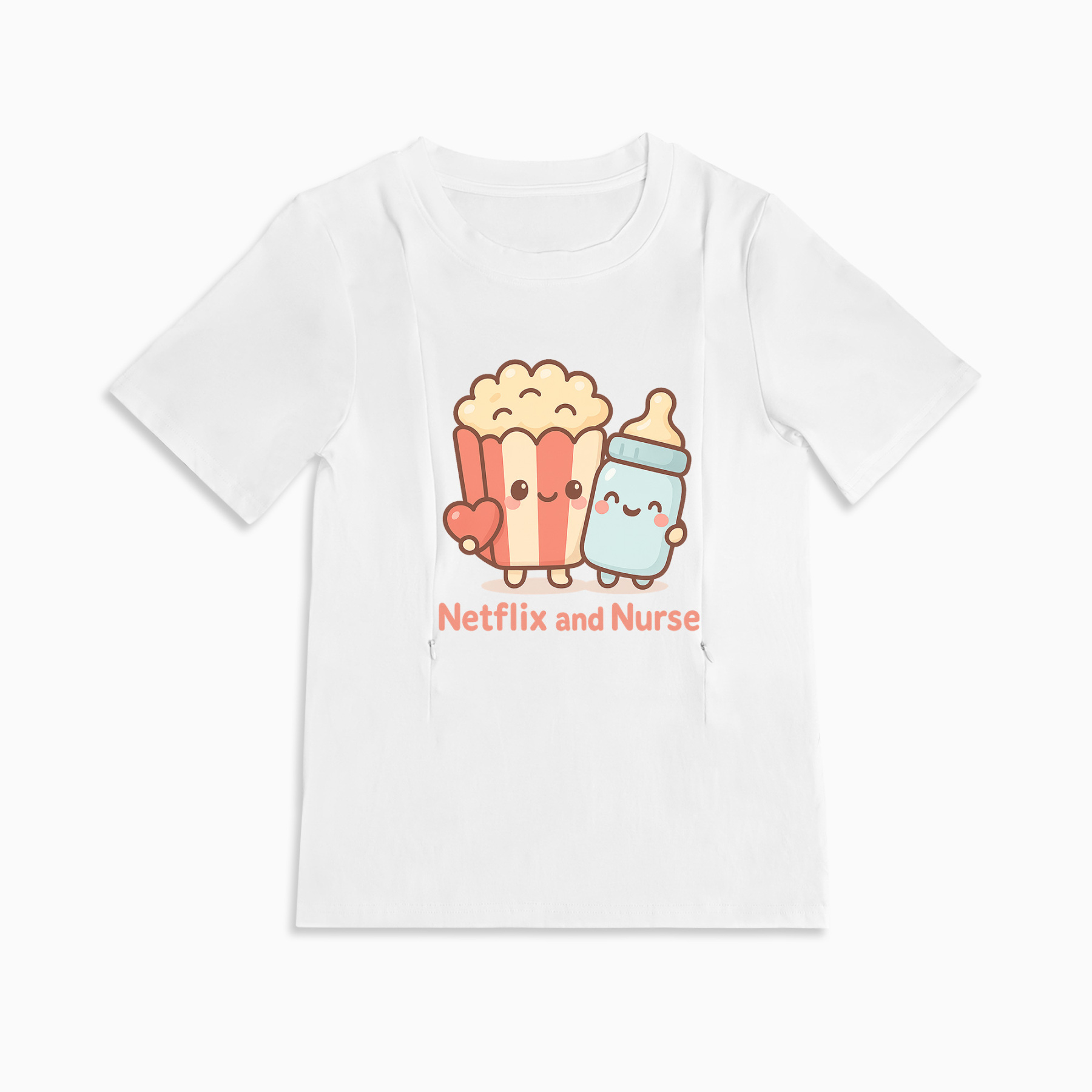 Netflix and Nurse Tee for Moms | Discreet Zipper for Easy Breastfeeding