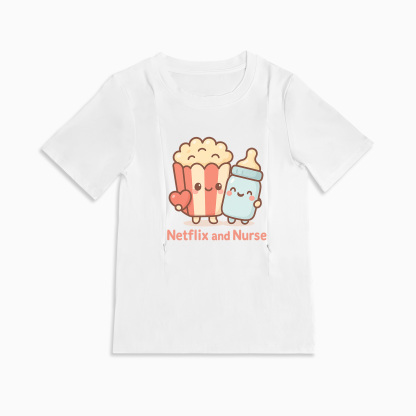 Netflix and Nurse Tee for Moms | Discreet Zipper for Easy Breastfeeding