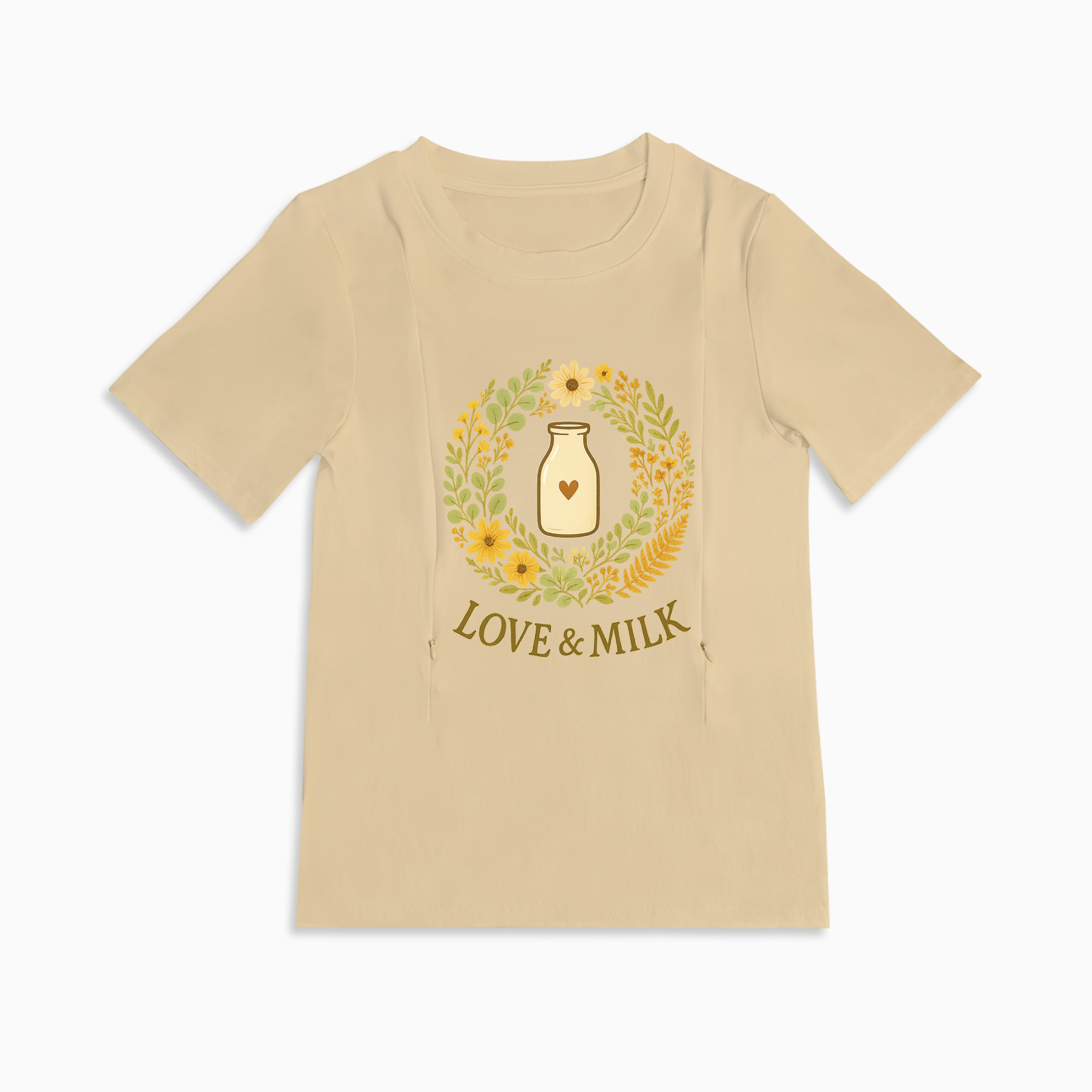 Love & Milk Postpartum Tee | Discreet Zipper Access for Nursing
