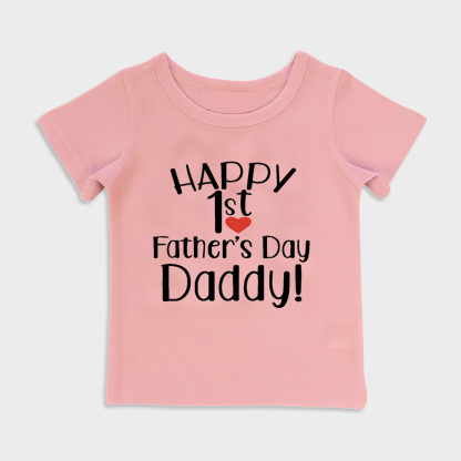 baby shirt - happy 1st fathers day kids t shirt toddler top pink in pink