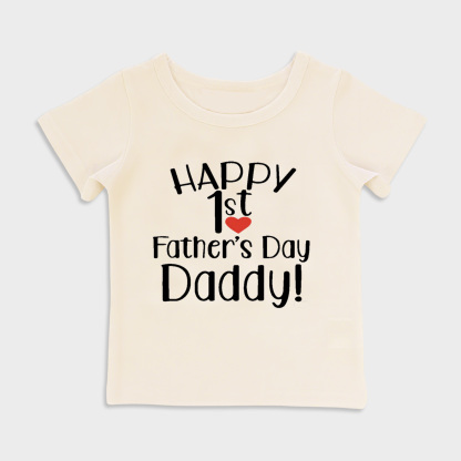 baby shirt - happy 1st fathers day kids t shirt toddler top beige in beige