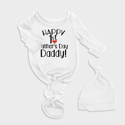 Happy 1St Fathers Day 2Pcs Baby Knot Gowns