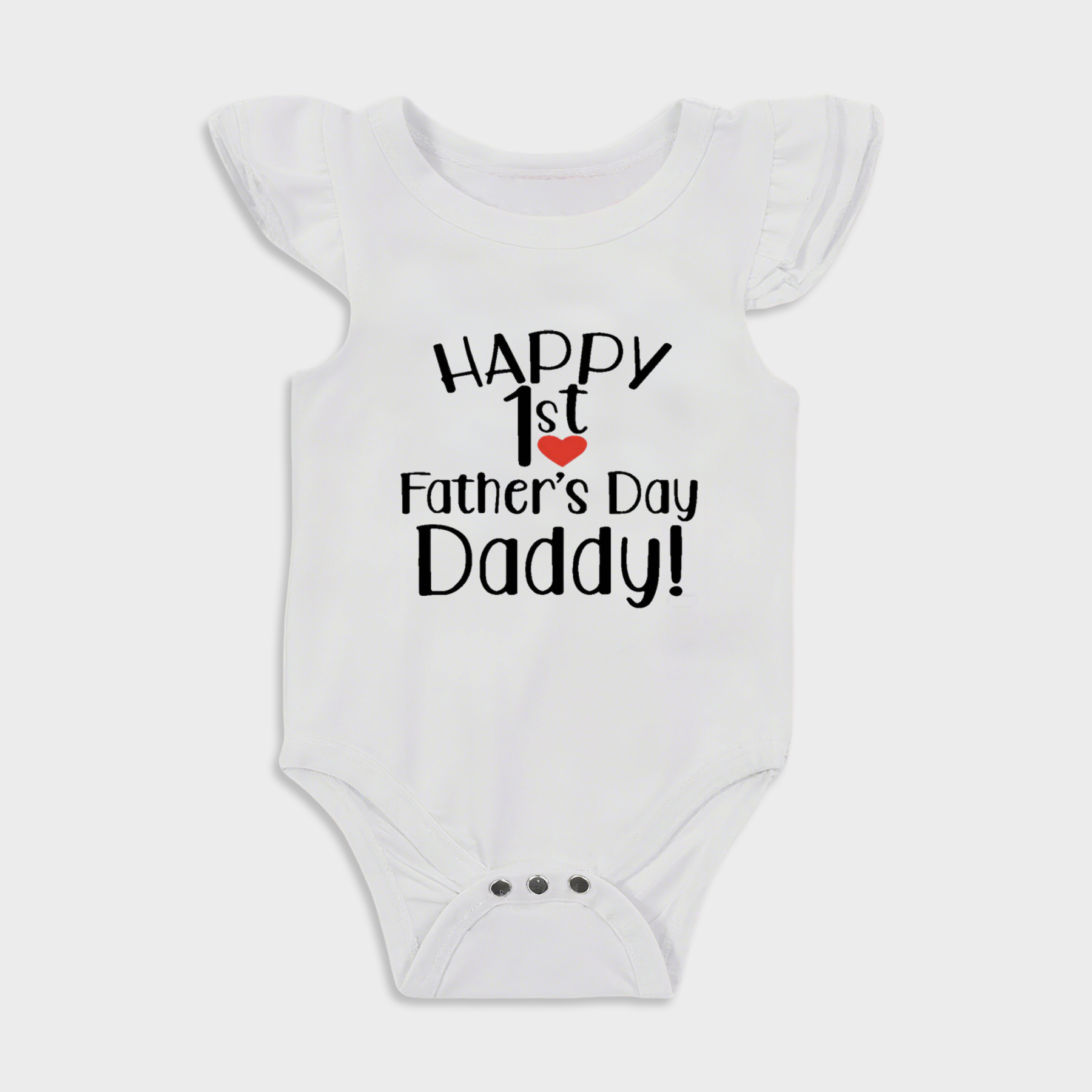 Happy 1st Fathers Day - Baby Girl Ruffle Sleeve bodysuits