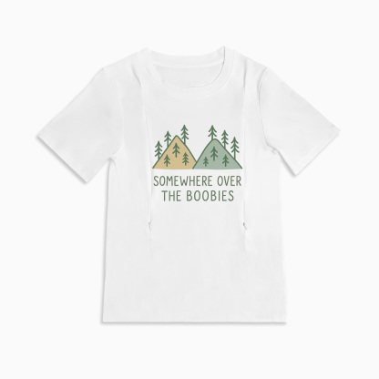Humorous Nursing T-Shirt | "Somewhere Over the Boobies" Rainbow Tee