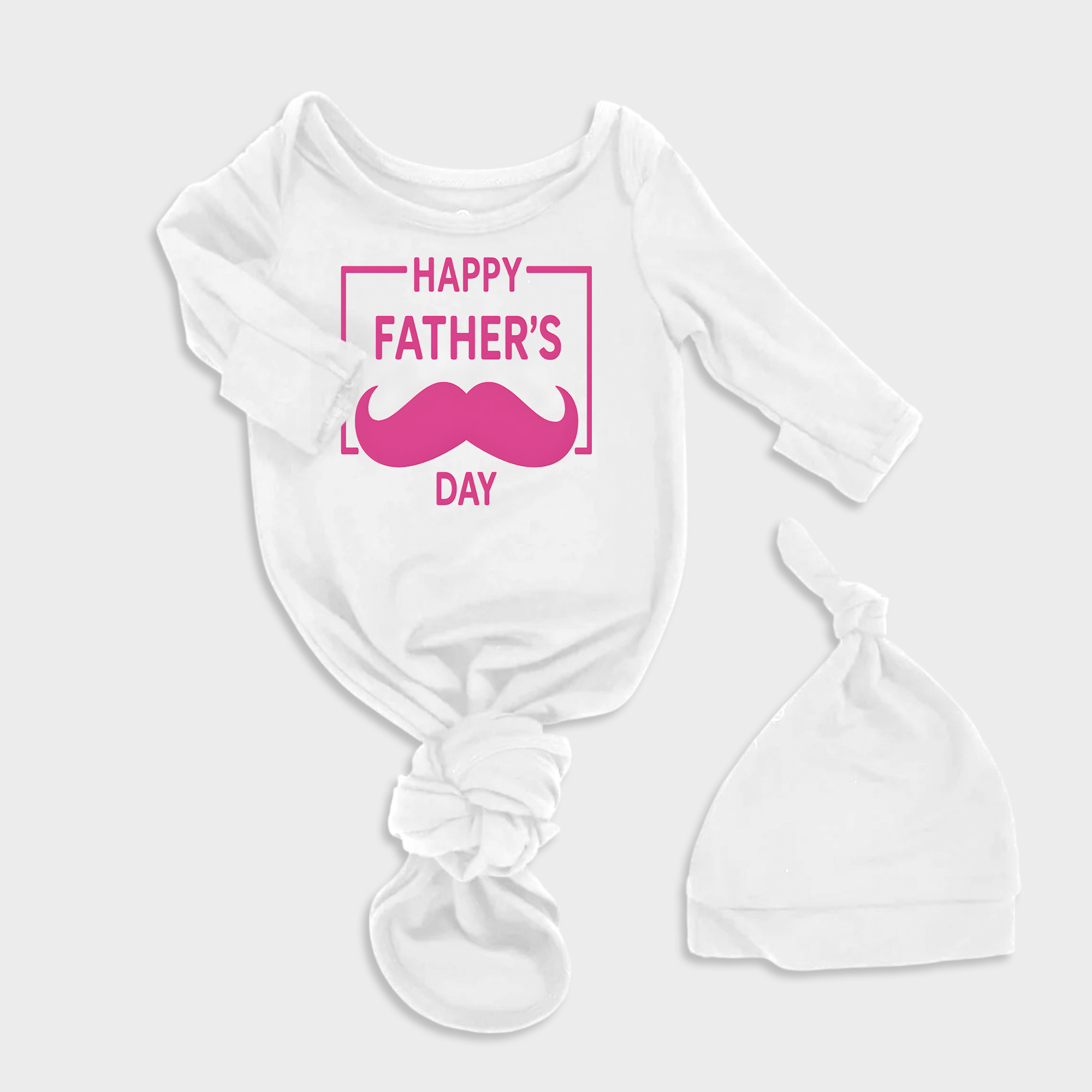 Happy Fathers Day Moustache 2Pcs Baby Knot Gowns