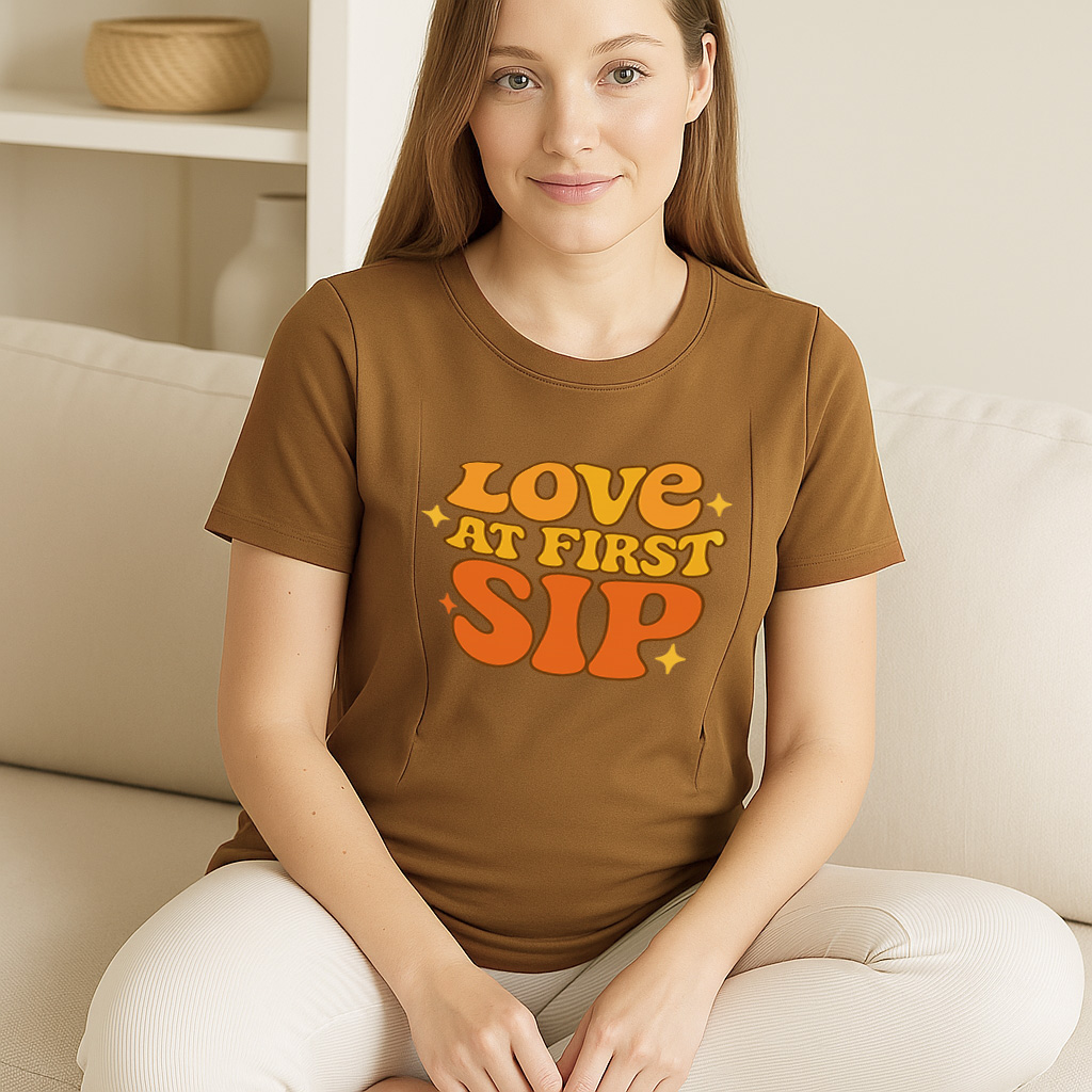 Postpartum Nursing Shirt | "Love at First Sip" Cute Gra | brand