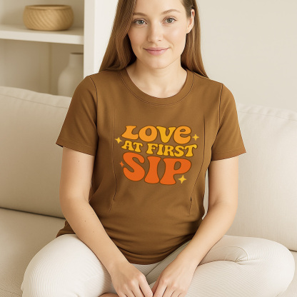 Postpartum Nursing Shirt | "Love at First Sip" Cute Gra | brand