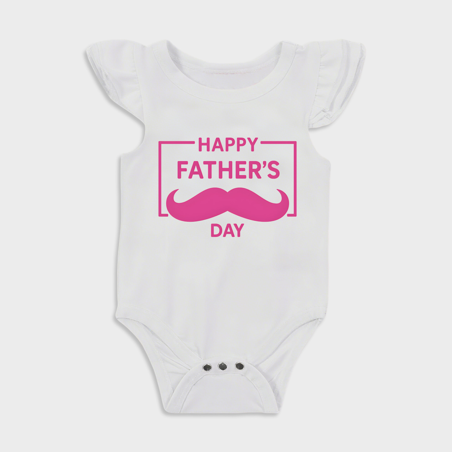 Happy Fathers Day Moustache - Baby Girl Ruffle Sleeve bodysuits