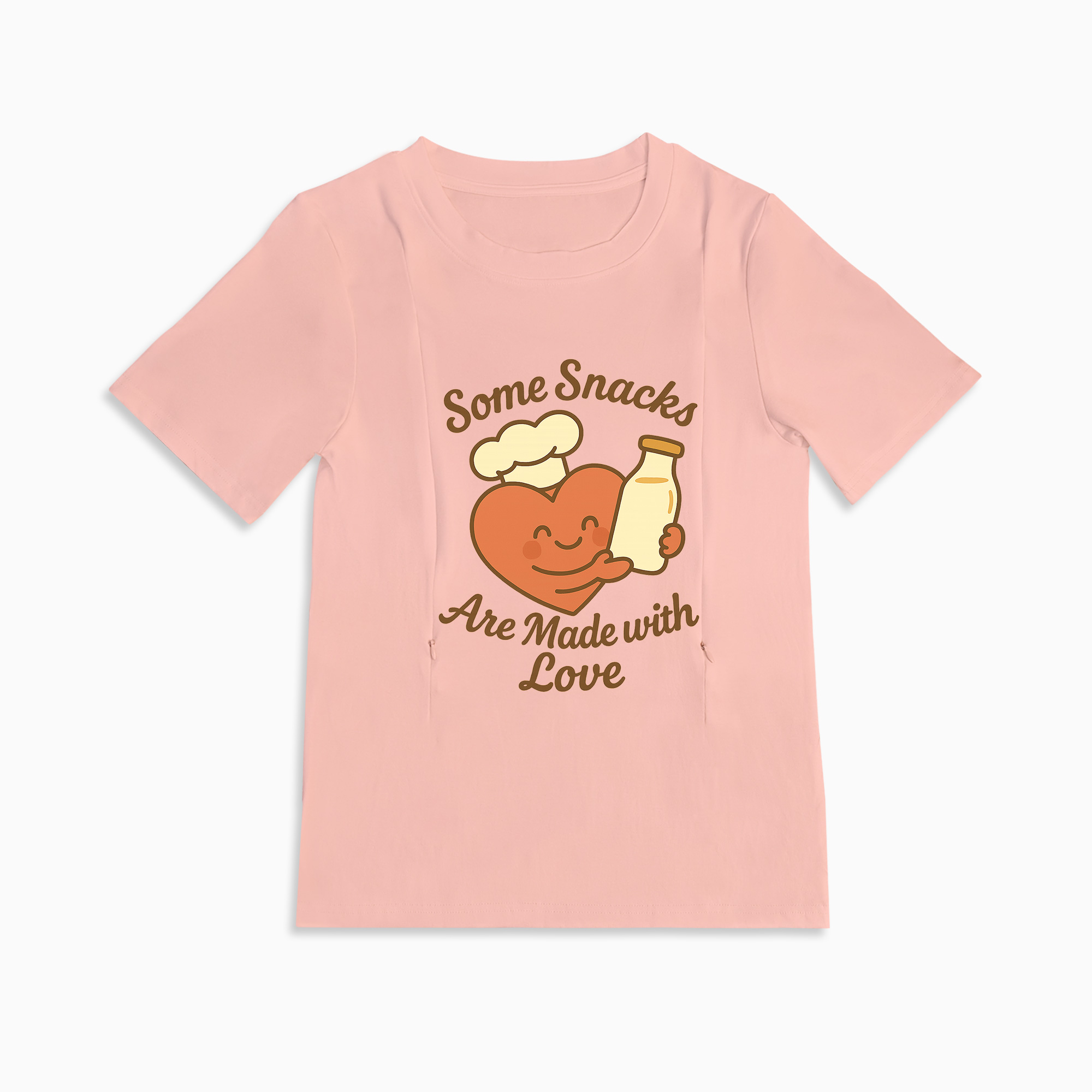 Zipper Nursing T-Shirt | "Snacks Made with Love" Slogan | Totkeeps