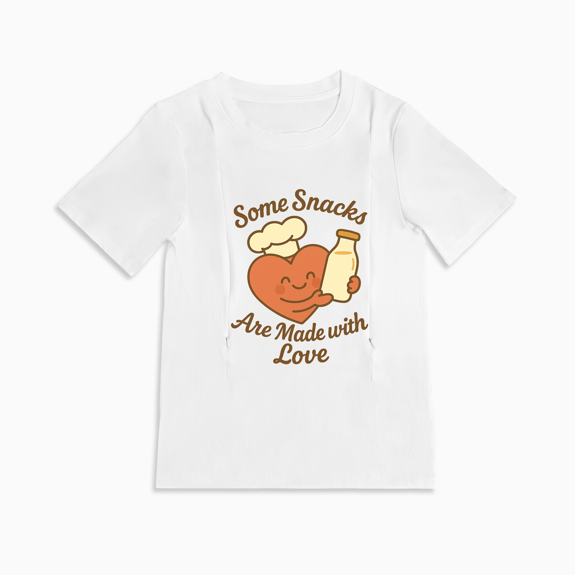 Zipper Nursing T-Shirt | "Snacks Made with Love" Slogan | Totkeeps