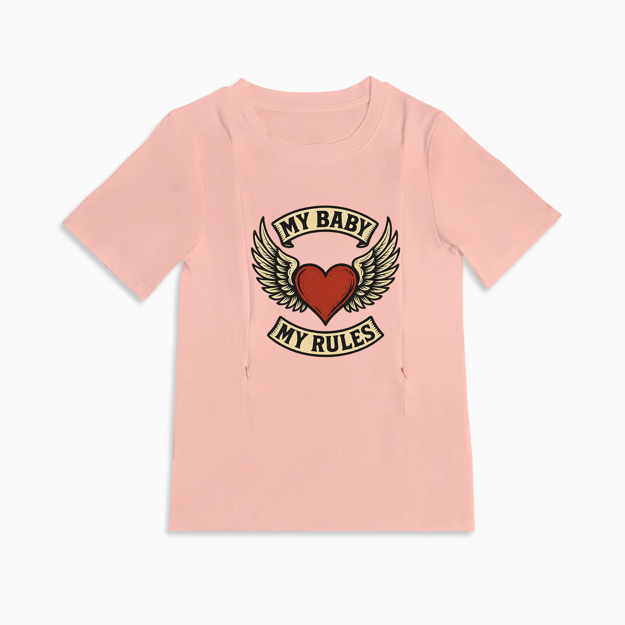 Zipper Nursing T-Shirt | "My Baby My Rules" Slogan | Soft Cotton