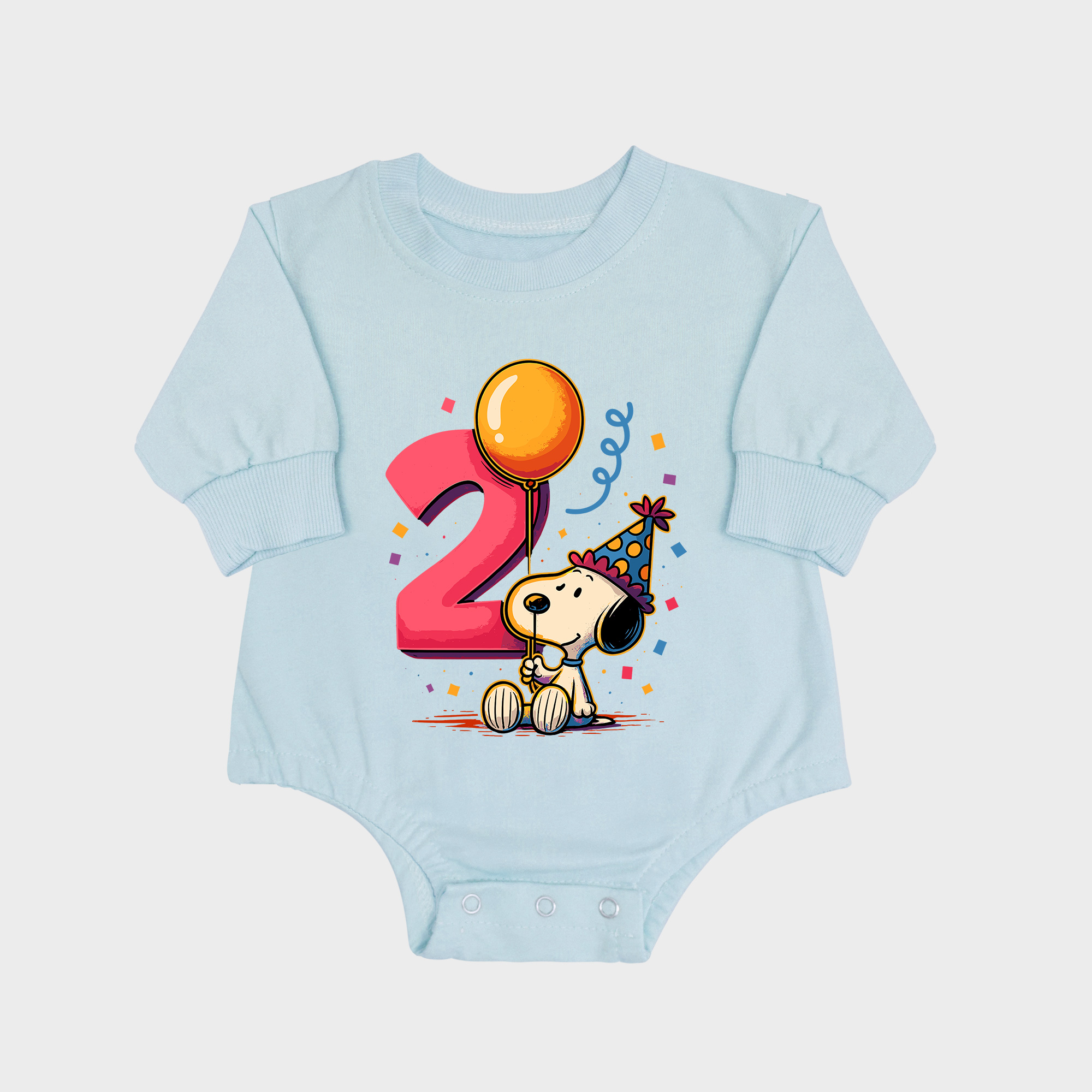 2nd Birthday Long-sleeved Triangle Onesies Aqua baby romper