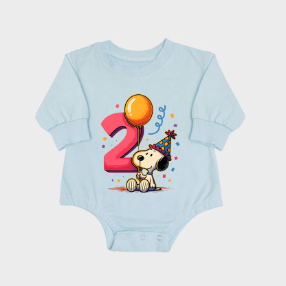 2nd Birthday Long-sleeved Triangle Onesies Aqua baby romper